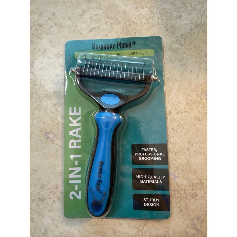 Maxpower Planet Original Pet Grooming Rake Double-Sided Deshedding Dematting